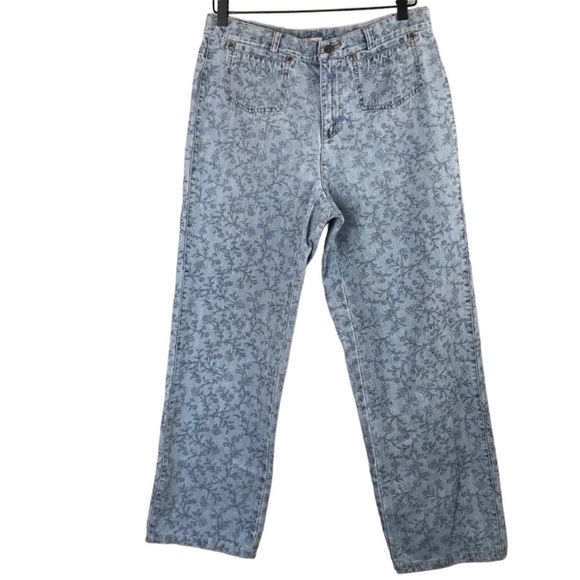 Vintage Liz Claiborne Blue Floral Ankle Jeans - Picture 1 of 6